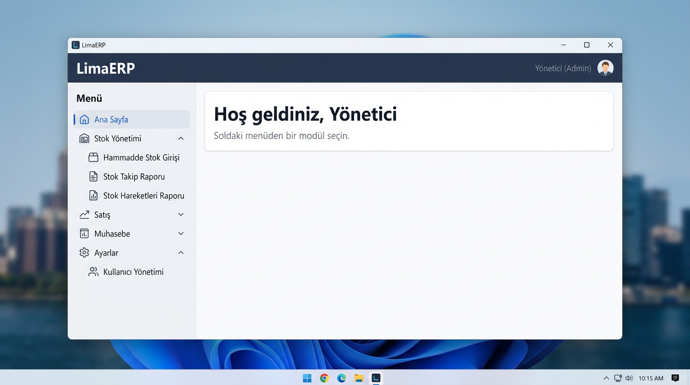 LimaERP Ana Sayfa Ekran Görüntüsü
